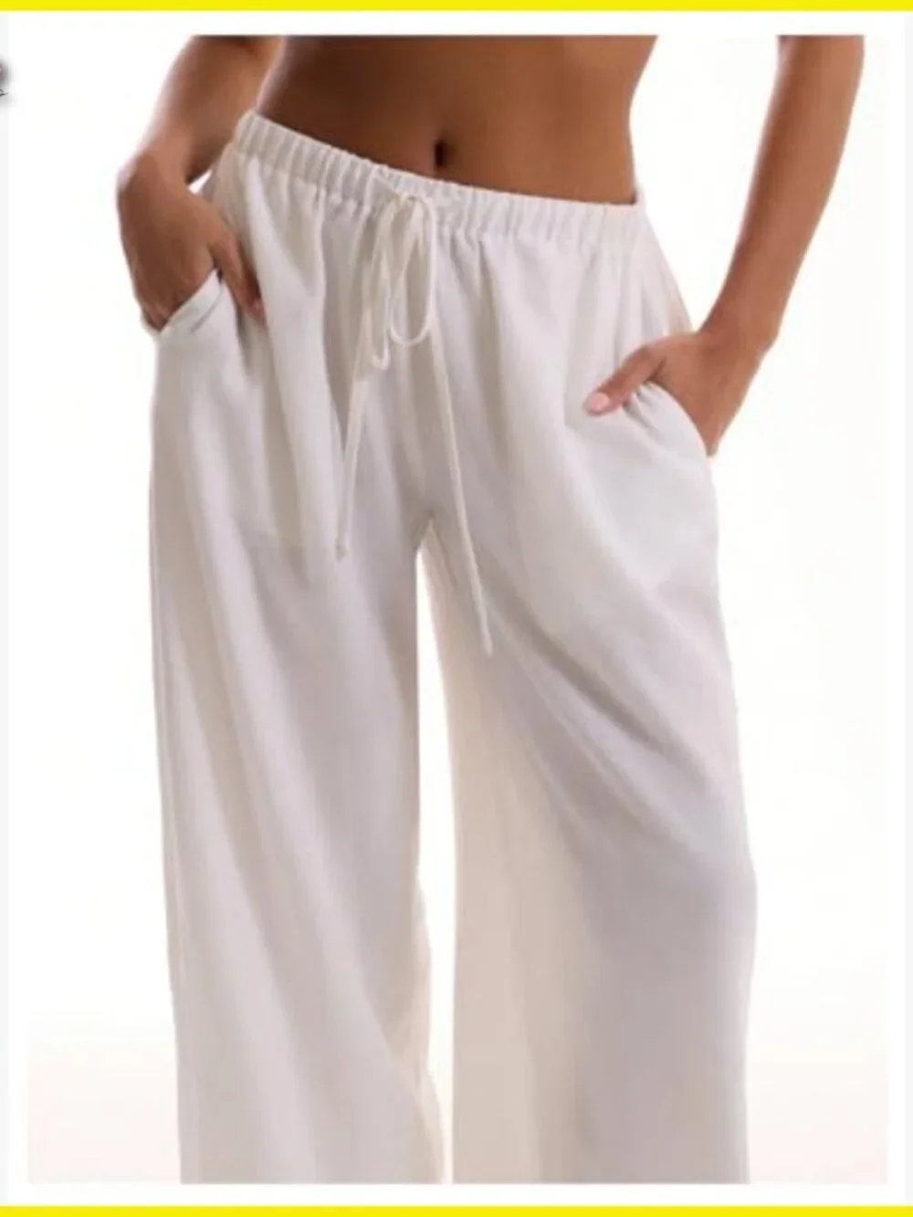 Linen Wide Leg Palazzo Pants Beach Coverup Loose Fit Summer Vacation Outfit